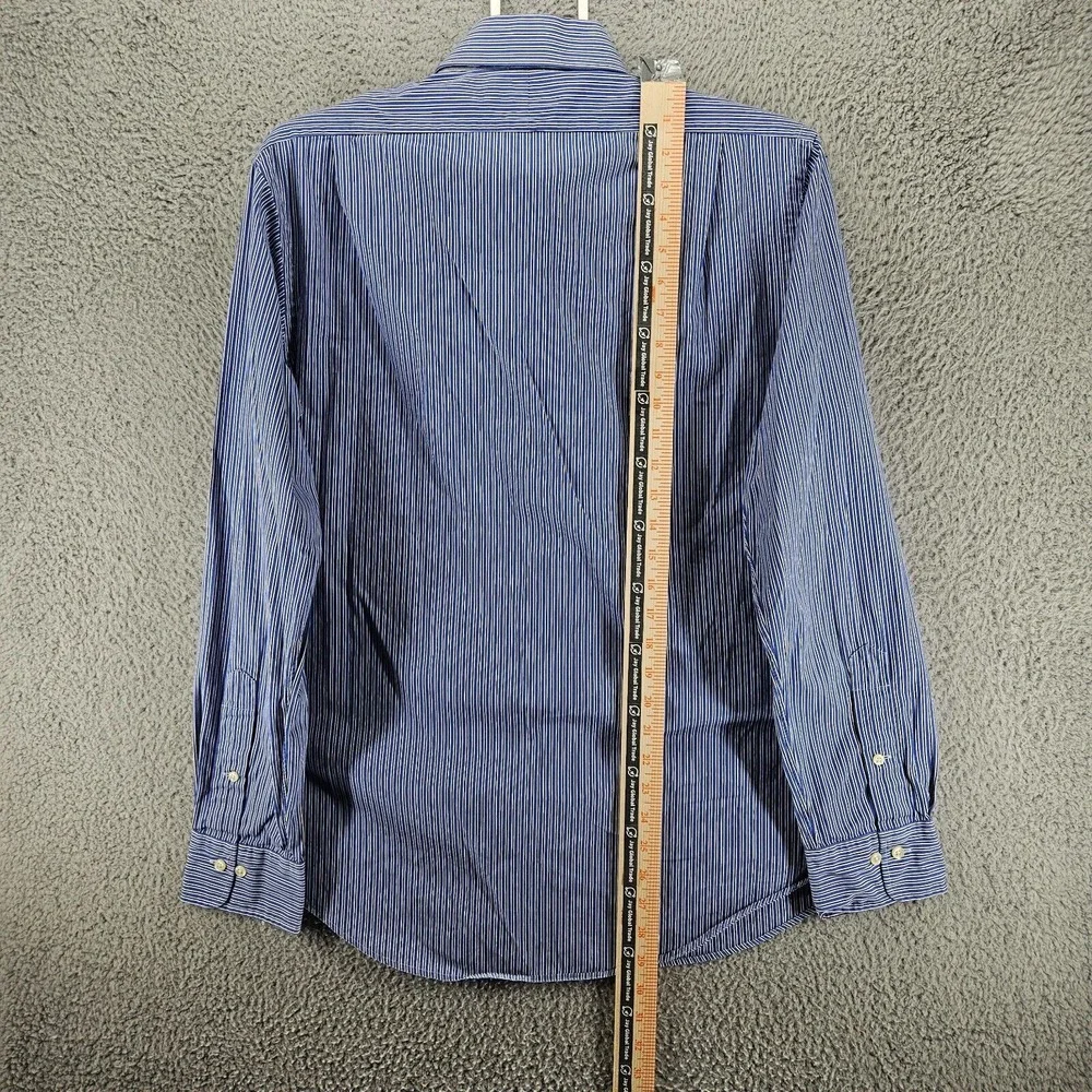 Polo by Ralph Lauren Men's Dress Shirt Sz 16 34/35 Blue White Striped Custom Fit